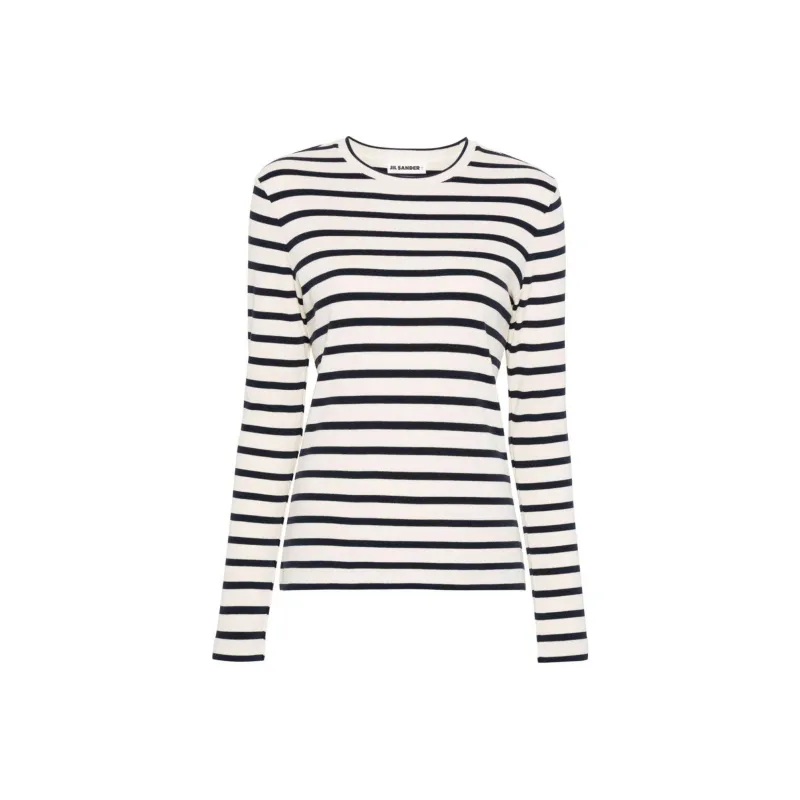JIL SANDER Stripe print Cotton T shirt-0