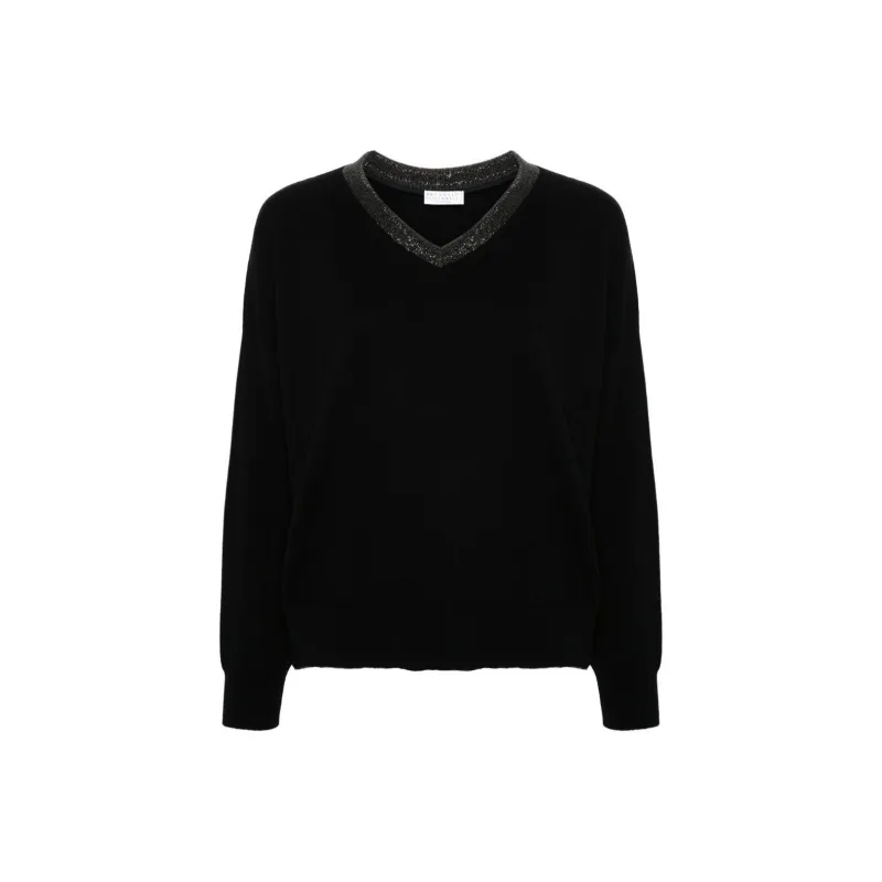 Brunello Cucinelli V-Neck Embellished Jumper-0
