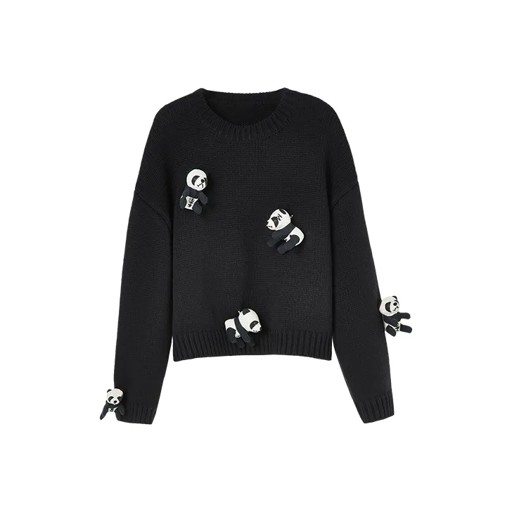 UOOYAA Loose Fit Knitwear Women's Black-0