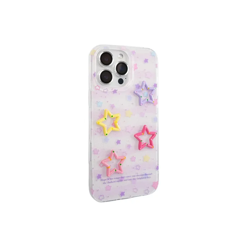Sopi Acrylic Material Multicolor 3D Effect Stars Phone Cases Compatible With IPhone 16/15 Pro Max/Apple 13/14 Pro/Max-2