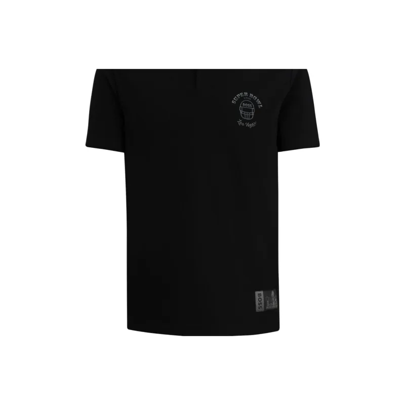 HUGO BOSS Cotton Polo Shirt With Metallic Print Polo Shirt Men's Black-5