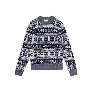 GANNI Logo Intarsia Knit Jumper