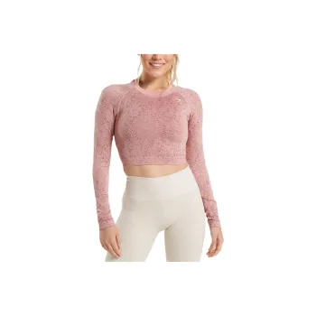 GYMSHARK ADAPT FLECK SEAMLESS LONG SLEEVE CROP TOP T-Shirt Women's Pink