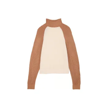 Victoria's Secret PINK Varsity KnitChunkyTurtleneckSweate/WS/T Sweater Women's White Shell/Toffee