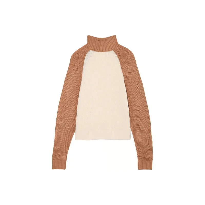 Victoria's Secret PINK Varsity KnitChunkyTurtleneckSweate/WS/T Sweater Women's White Shell/Toffee-0
