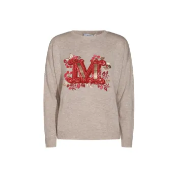 MaxMara Quota Logo Embellished Crewneck Jumper