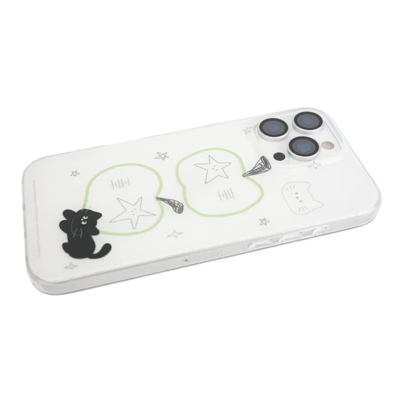 Wei Xin Acrylic Material Stars Apple Black Cat Phone Cases Compatible With IPhone 16/15 Pro Max/Apple 13/14 Pro/Max-5