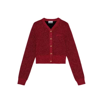 GANNI Logo Embroidered Knit Cardigan