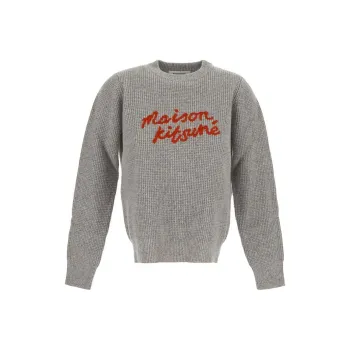 Maison Kitsune Logo Embroidered Knit Jumper