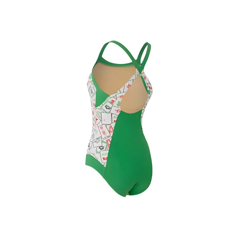 Arena One piece Swimsuit Women's White/Green-4