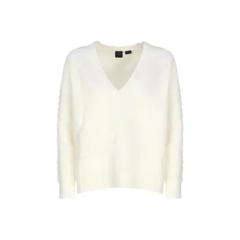 PINKO Intarsia knit Logo V neck Jumper