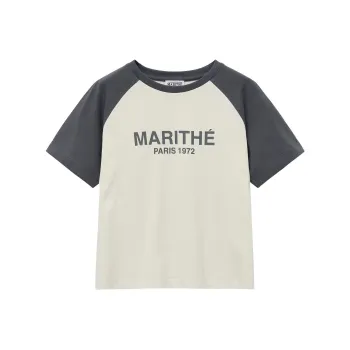 Marithe Francois Girbaud SS24 Raglan Sleeve T Shirt Women's Charcoal Gray