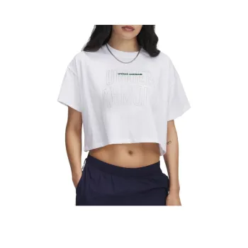 Under Armour Varsity Drop Shoulder Sleeve T Shirt Women's White