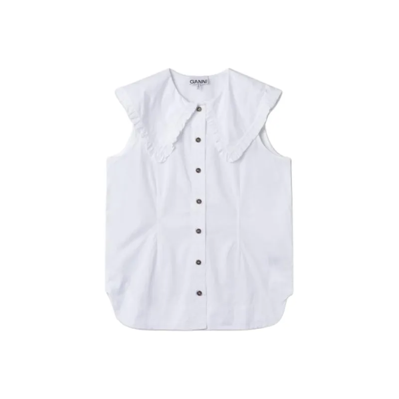 GANNI Sleeveless Shirt 'Bright White'-0