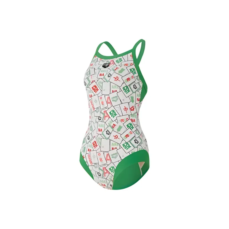 Arena One piece Swimsuit Women's White/Green-3