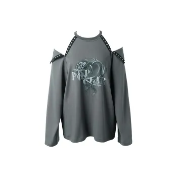 MEETLADY Long-Sleeved T-Shirt Women's Dark Gray