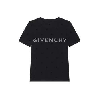 Givenchy All Over Logo Motif Patch Mesh Shirt