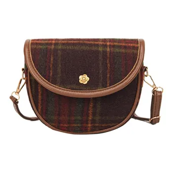 Yalu Woolen Crossbody Bag Women's Red Plaid/Green Plaid/Yellow Plaid