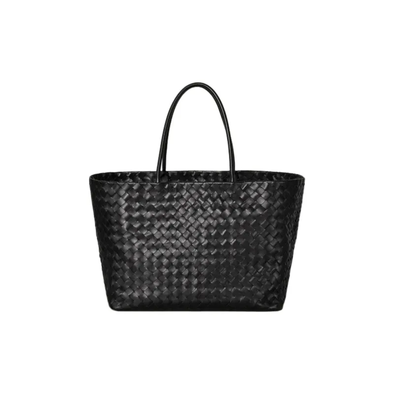 Bottega Veneta Sheepskin Tote Bag, Shopping Bag, Handbag Large Size Women's Black-0