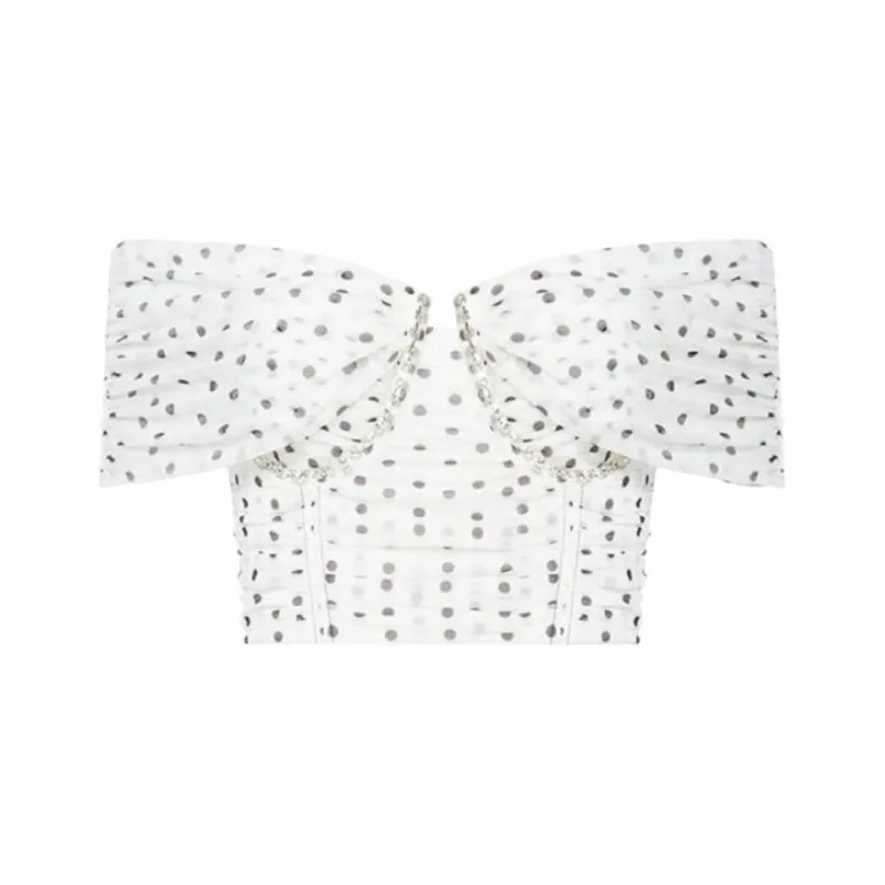 Self portrait Polka dot Print Cropped Top-0