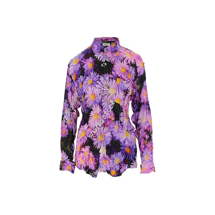 Balenciaga Floral Printed Crinkled Effect Shirt-0