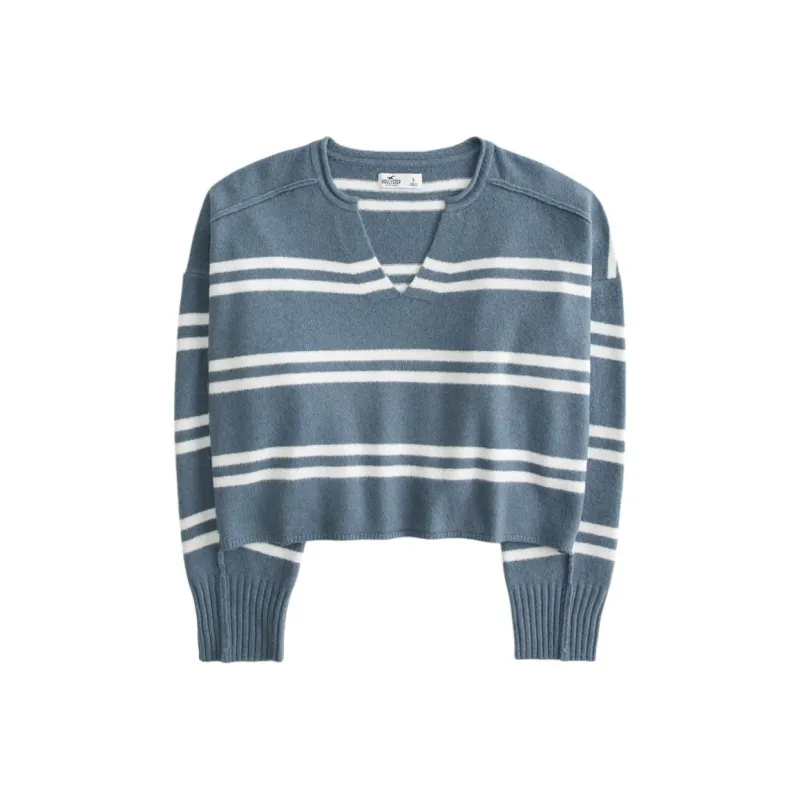 Hollister Sweater Women's Blue Stripes-0