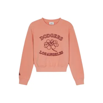 MLB Floral Los Angeles Dodgers Sweatshirt Women's Peach Pink