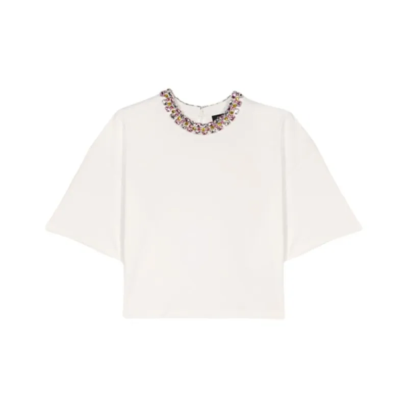 Maje Crystal neckline T shirt-0