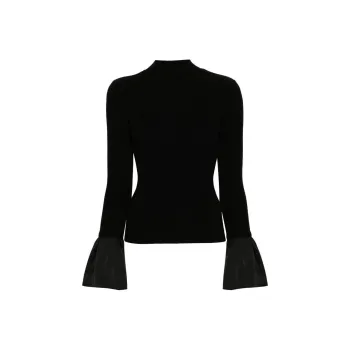Twinset High-Neck Flared Cuffs Sweater