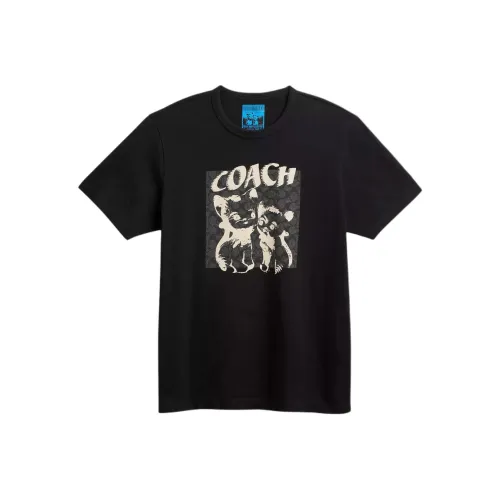 COACH x Drop Signature Cats Drop Shoulder Sleeve T Shirt Women's Black