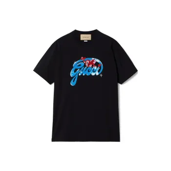 GUCCI FW24 Drop Shoulder Sleeve T Shirt Women's Black