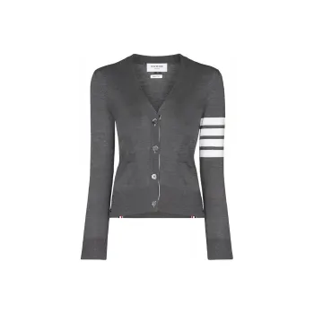 THOM BROWNE 4 Bar V Neck Cardigan