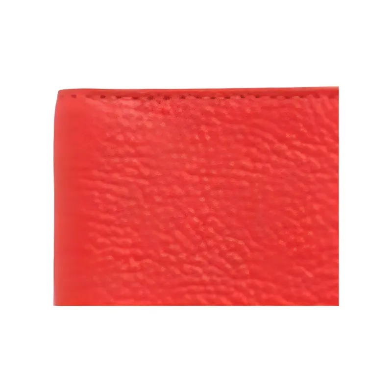 COACH Glossy Finish Pebbled Leather Card Holder, Wallet Mini Women's Coral Red-1