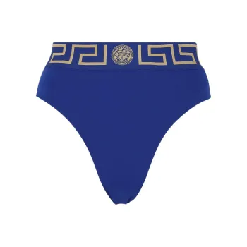 VERSACE Greca Border High Waist Bikini Bottoms 'Purple'