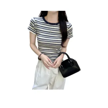KAISER Regular T Shirt Women's Blue Apricot Stripes