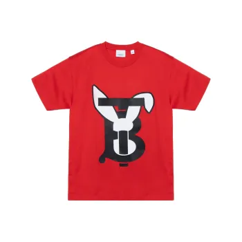 Burberry SS23 The Year Of The Rabbit SS23 Drop Shoulder Sleeve T Shirt Women's Red