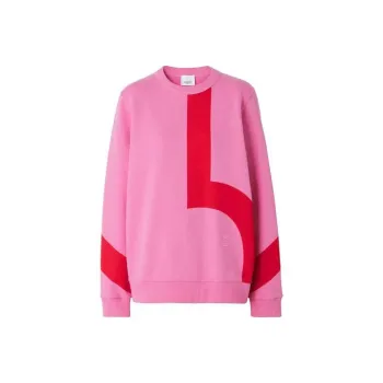 Burberry Fairhall Flag Print Cotton Sweatshirt Primrose Pink