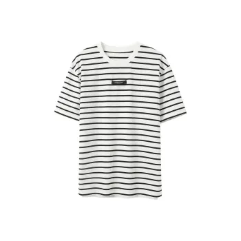 3COLOUR T Shirt Women's Black White Stripes