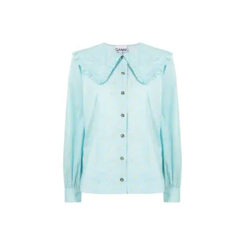 GANNI Shirts Women's Light Blue