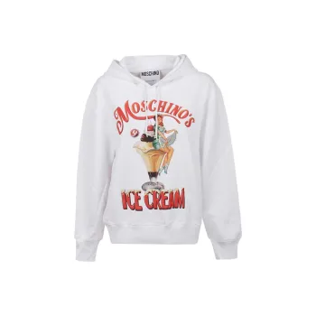 MOSCHINO Logo Print Drawstring Hoodie