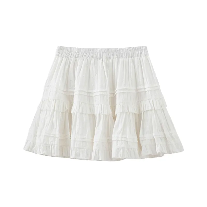DOKZB Casual Short Skirts Women's White-1