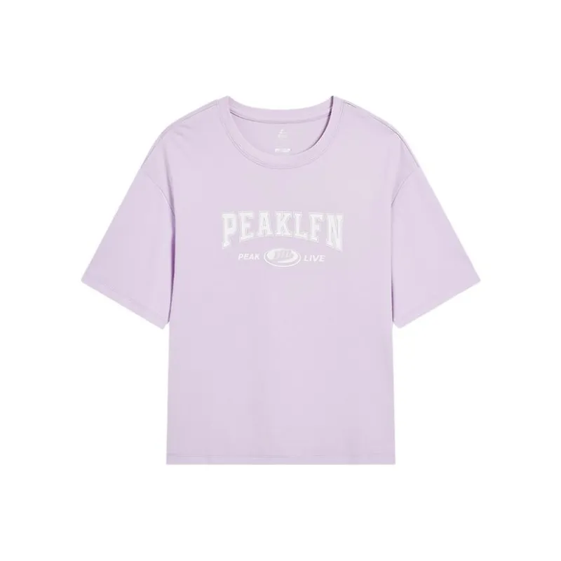 PEAK Drop Shoulder Sleeve T Shirt Women's Light Snow Purple-0