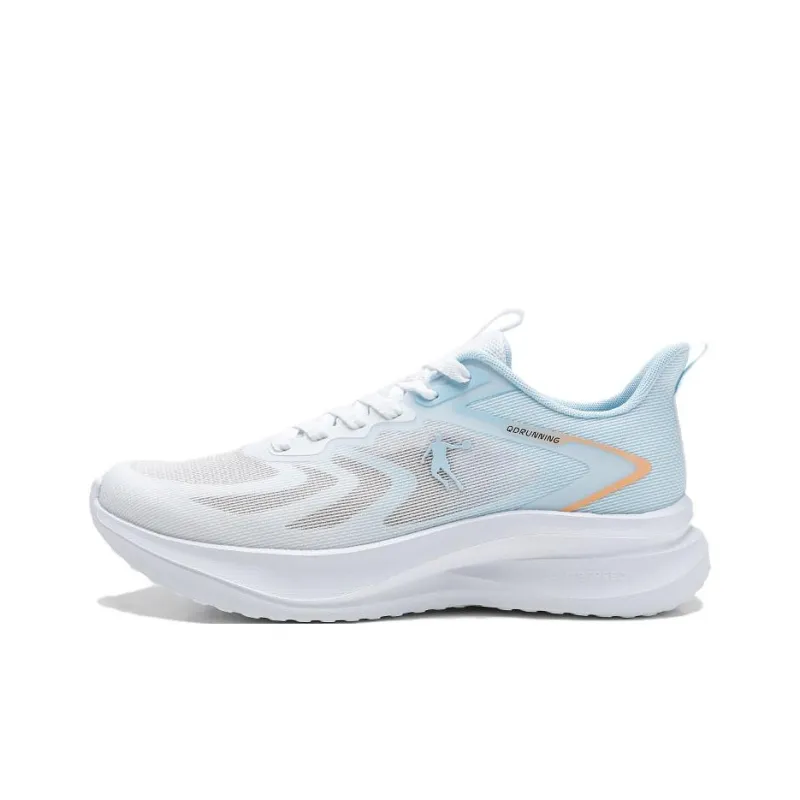 QIAODAN Speed Slip Resistant And Abrasion Resistant Coverage Low Top Casual Running Shoes Men's Jordan White Sky Blue-0
