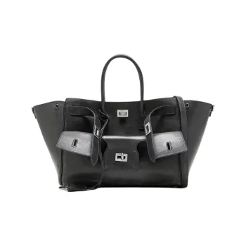 Balenciaga Bel Air Leather Tote Bag, Shopping Bag, Handbag Small Size Women's Black Gray