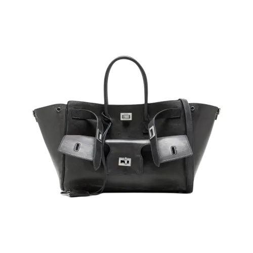 Balenciaga Bel Air Leather Tote Bag, Shopping Bag, Handbag Small Size Women's Black Gray
