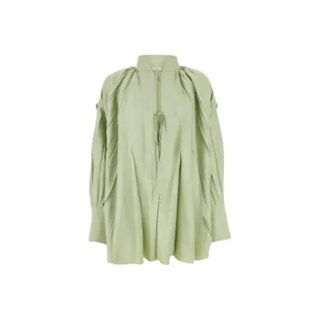 Ferragamo Split Neck Drop Shoulder Pleated Kaftan