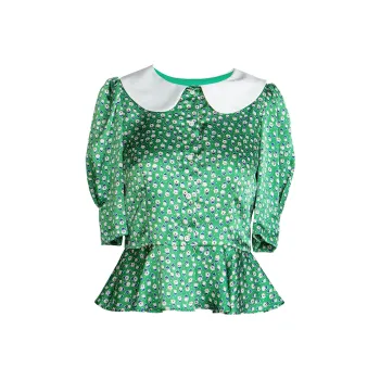 ROEYSHOUSE Shirt Women's Green Floral Color