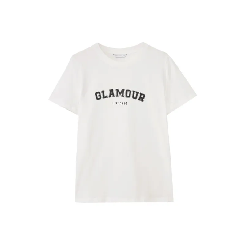 SHUIYUNJIAN Short Sleeved Letter Pullover T Shirt Women's-0