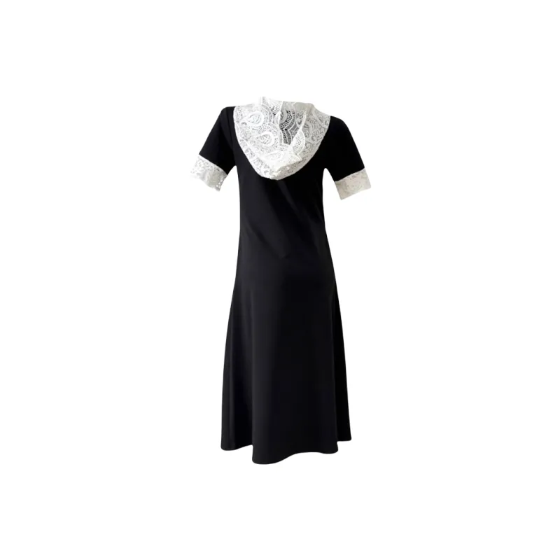 AFGGD Short Sleeved Dress Women's Black-1