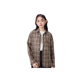 A21 Shirt Women's Dark Brown Plaid